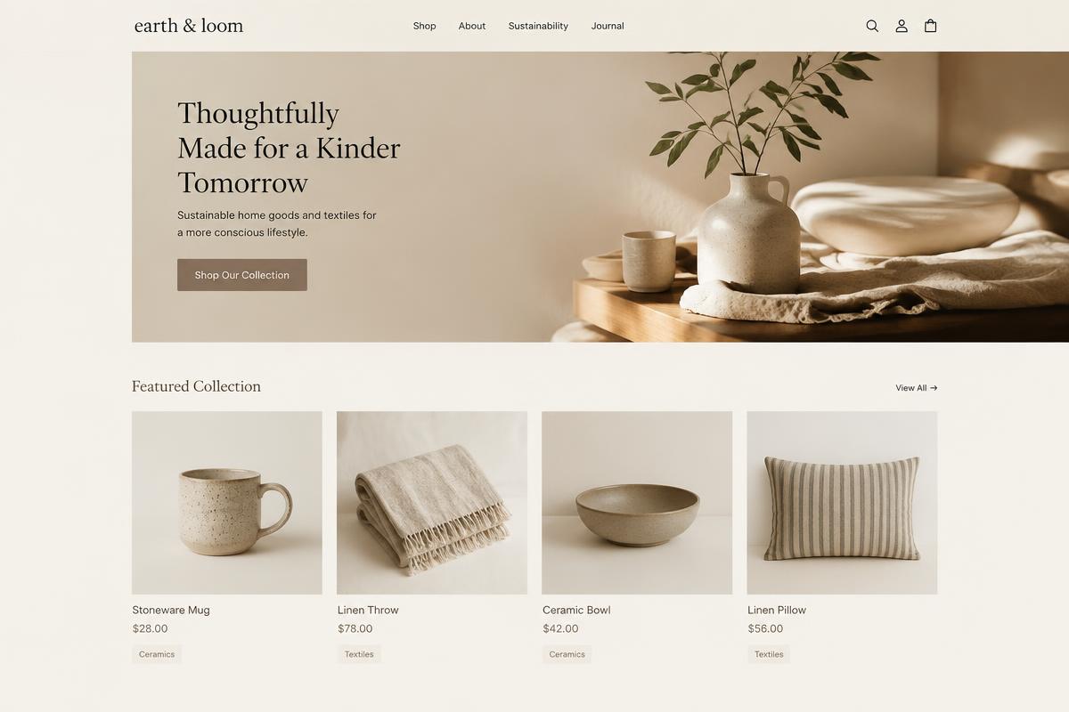 Earth & Loom storefront interface
